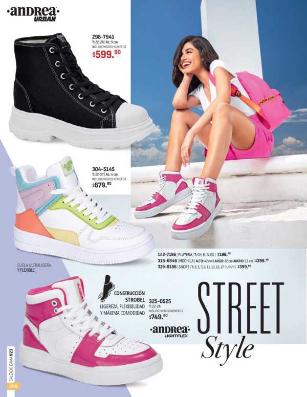 Catálogo  andrea marca Flexi Calzado Playera Mochila Short  - Andrea Calzado Dama Primavera Verano 2023