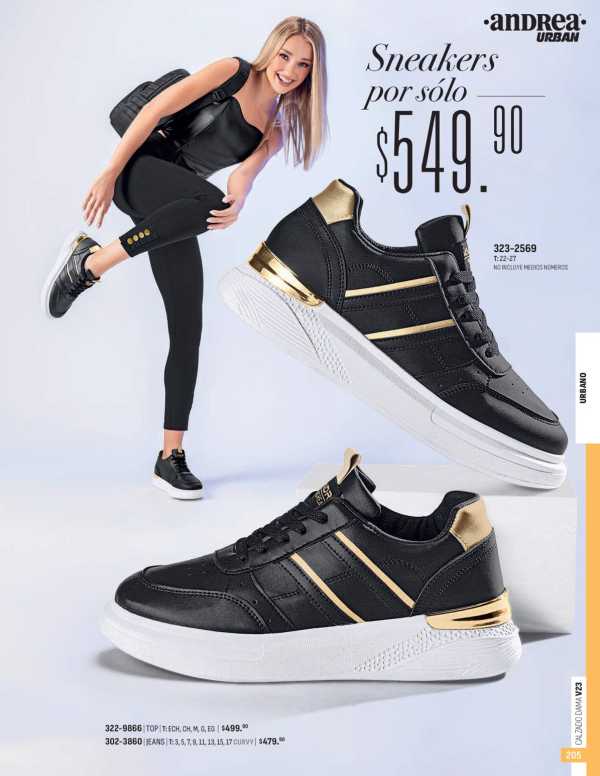 Catálogo  andrea marca Andrea Top Jeans Sneakers Calzado  - Andrea Calzado Dama Primavera Verano 2023