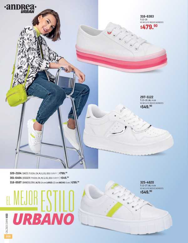 Catálogo  andrea marca Andrea Saco Jogger Bandolera Calzado  - Andrea Calzado Dama Primavera Verano 2023