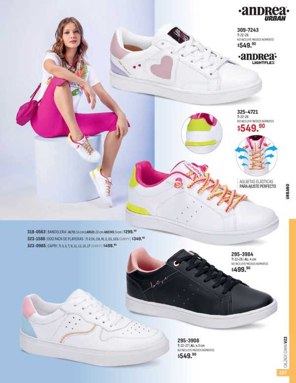 Catálogo  andrea marca Andrea Bandolera Playera Capri Calzado  - Andrea Calzado Dama Primavera Verano 2023
