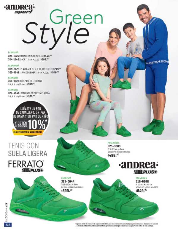 Catálogo  andrea marca BT Sudadera Short Playera Legging Calzado  - Andrea Calzado Dama Primavera Verano 2023