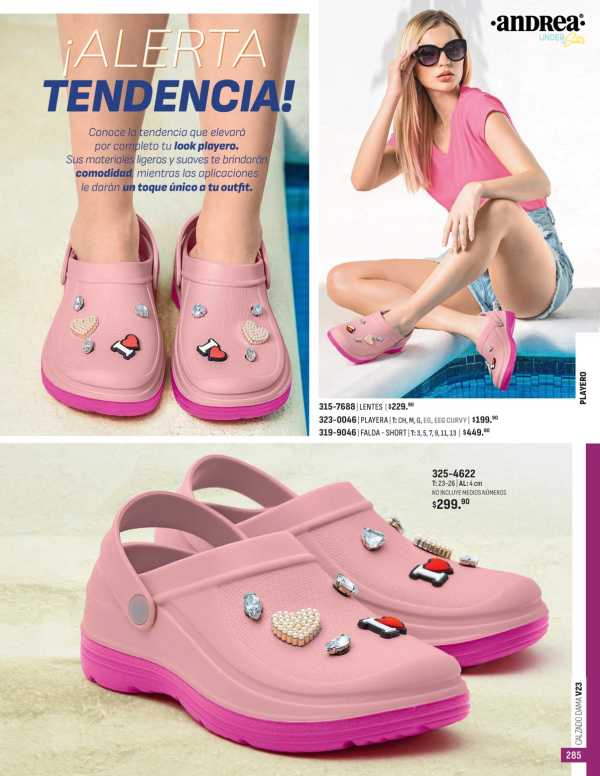 Catálogo  andrea marca Andrea Lentes Playera Short Calzado  - Andrea Calzado Dama Primavera Verano 2023
