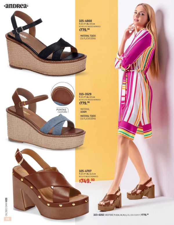 Catálogo  andrea marca Cuadra Calzado Vestido  - Andrea Calzado Dama Primavera Verano 2023