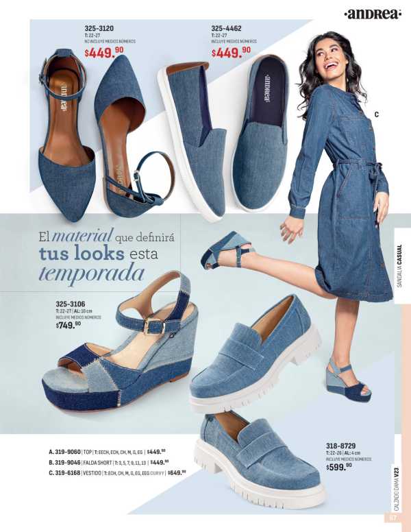 Catálogo  andrea marca Andrea Calzado Top Short Vestido Sandalia  - Andrea Calzado Dama Primavera Verano 2023