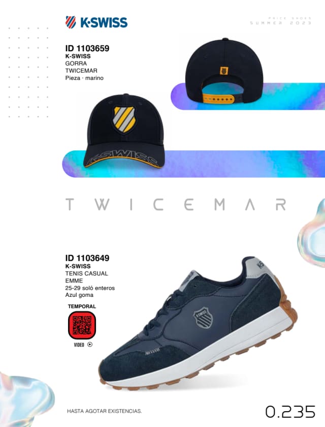 Catálogo  price shoes K Swiss general  - Price Shoes Verano Importados 2023