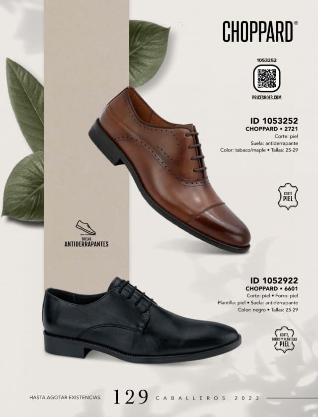 Catálogo  price shoes Choppard calzado tabaco maple  - Price Shoes Caballeros 2023-2024