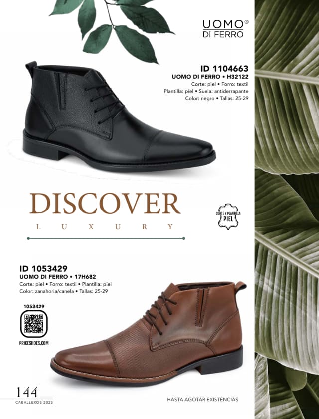 Catálogo  price shoes Uomo di Ferro calzado zanahoria canela.  - Price Shoes Caballeros 2023-2024