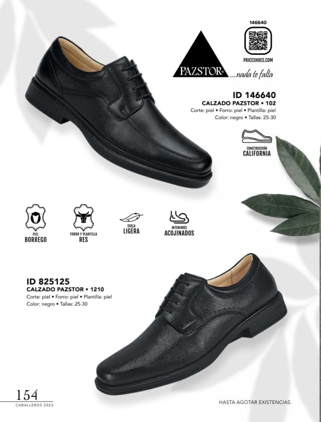 Catálogo  price shoes Calzado Pazstor calzado negro  - Price Shoes Caballeros 2023-2024
