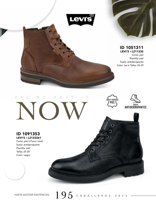 Catálogo  price shoes Levi's calzado negro  - Price Shoes Caballeros 2023-2024