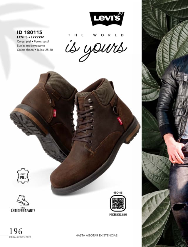 Catálogo  price shoes Levi's calzado choco.  - Price Shoes Caballeros 2023-2024