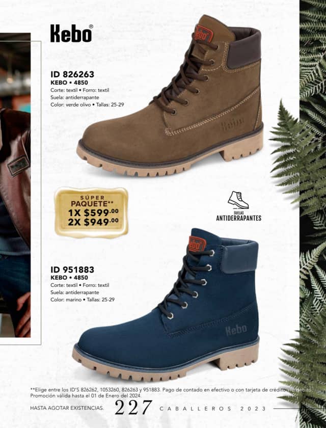 Catálogo  price shoes Kebo calzado verde  - Price Shoes Caballeros 2023-2024