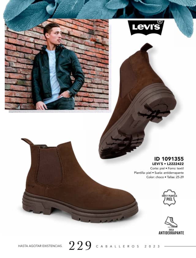 Catálogo  price shoes Levi's calzado choco  - Price Shoes Caballeros 2023-2024