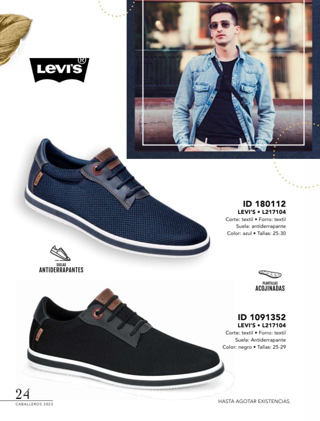 Catálogo  price shoes Levi's calzado azul  - Price Shoes Caballeros 2023-2024
