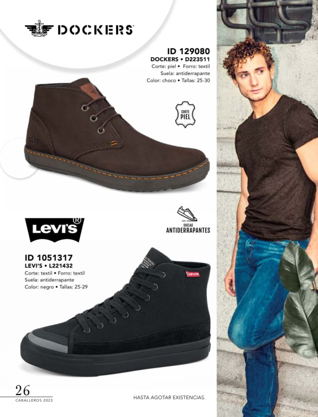Catálogo  price shoes Levi's calzado negro  - Price Shoes Caballeros 2023-2024