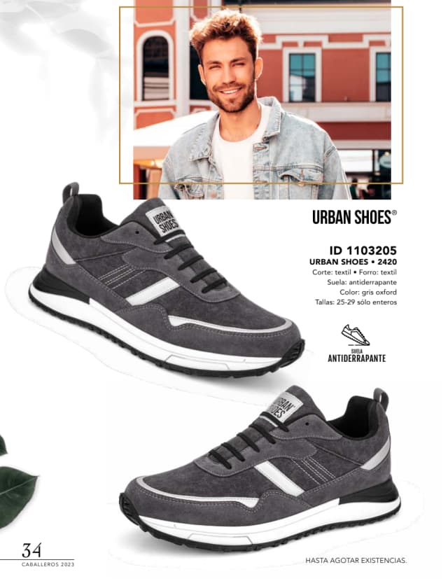 Catálogo  price shoes Urban Shoes calzado gris  - Price Shoes Caballeros 2023-2024