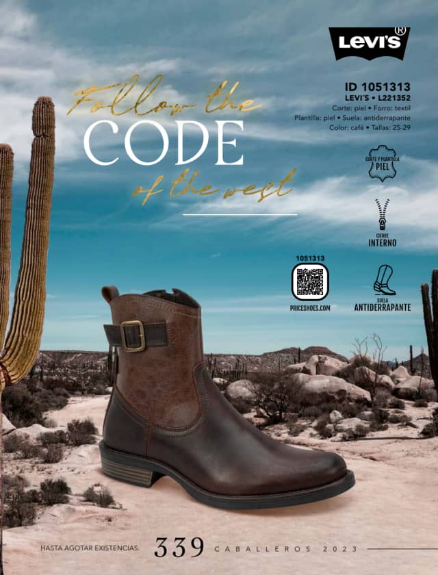 Catálogo  price shoes Levi's calzado café  - Price Shoes Caballeros 2023-2024