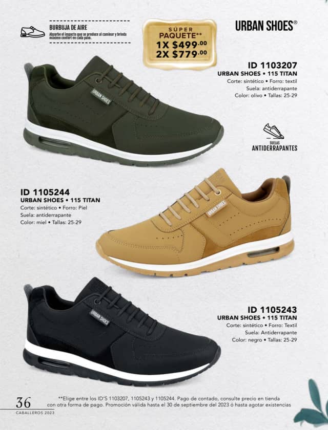 Catálogo  price shoes Urban Shoes calzado miel  - Price Shoes Caballeros 2023-2024