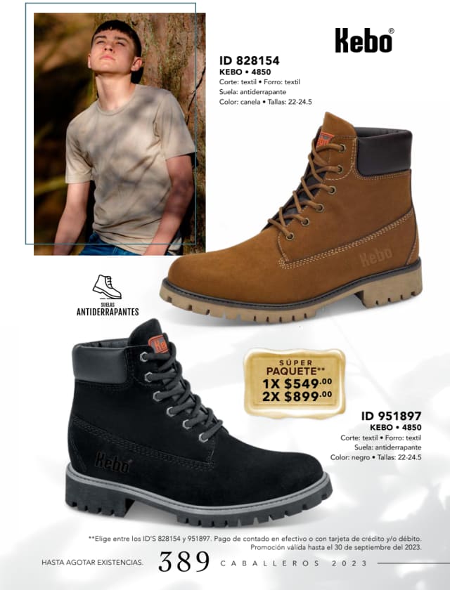 Catálogo  price shoes Kebo calzado canela  - Price Shoes Caballeros 2023-2024