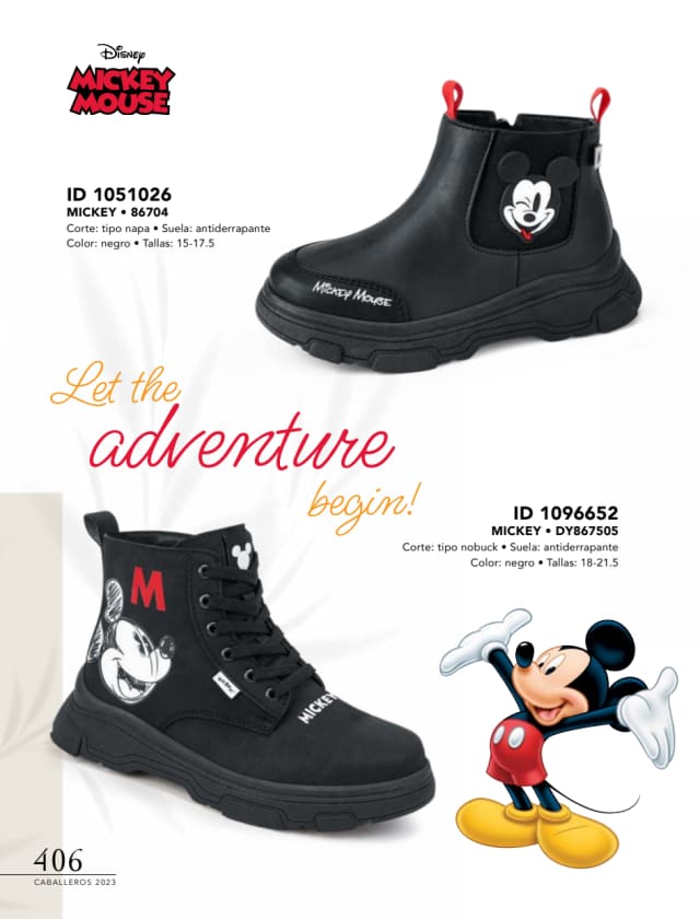 Catálogo  price shoes Mickey calzado negro  - Price Shoes Caballeros 2023-2024