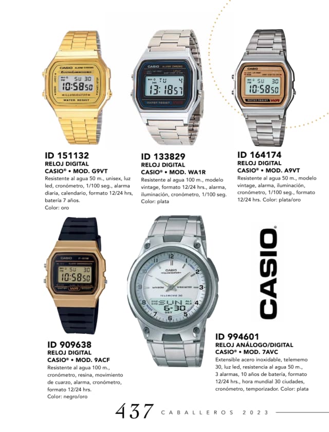 Catálogo  price shoes Casio moda oro  - Price Shoes Caballeros 2023-2024