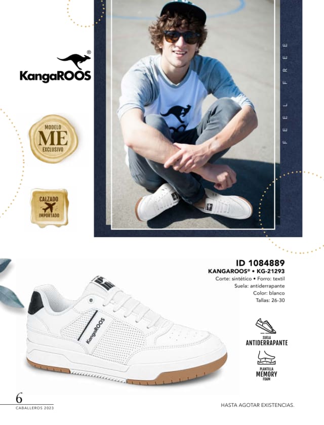 Catálogo  price shoes Kangaroos calzado blanco  - Price Shoes Caballeros 2023-2024