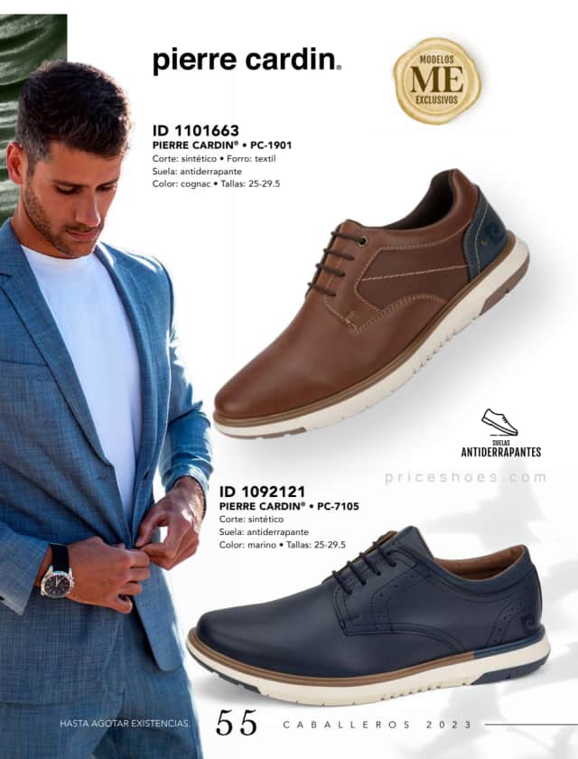 Catálogo  price shoes Pierre Cardin calzado cognac.  - Price Shoes Caballeros 2023-2024