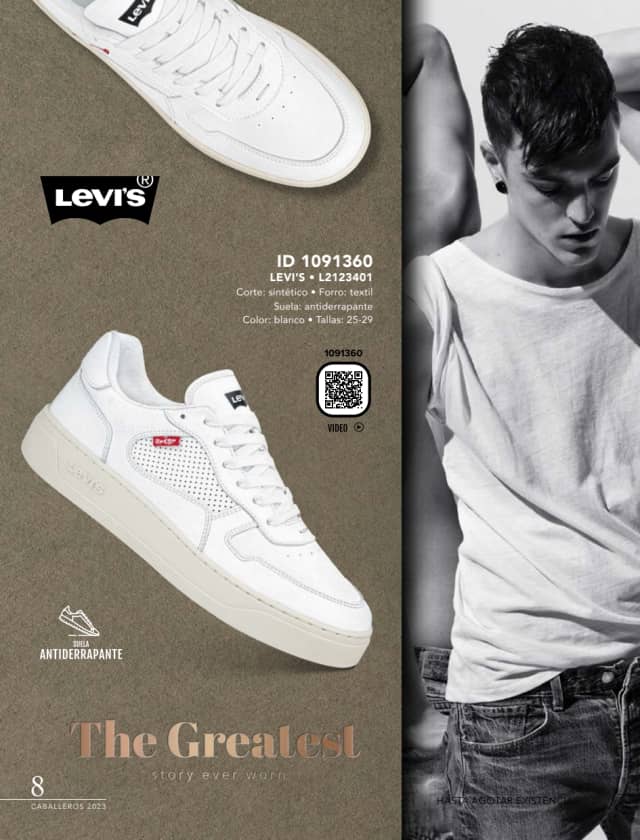 Catálogo  price shoes Levi's calzado blanco  - Price Shoes Caballeros 2023-2024