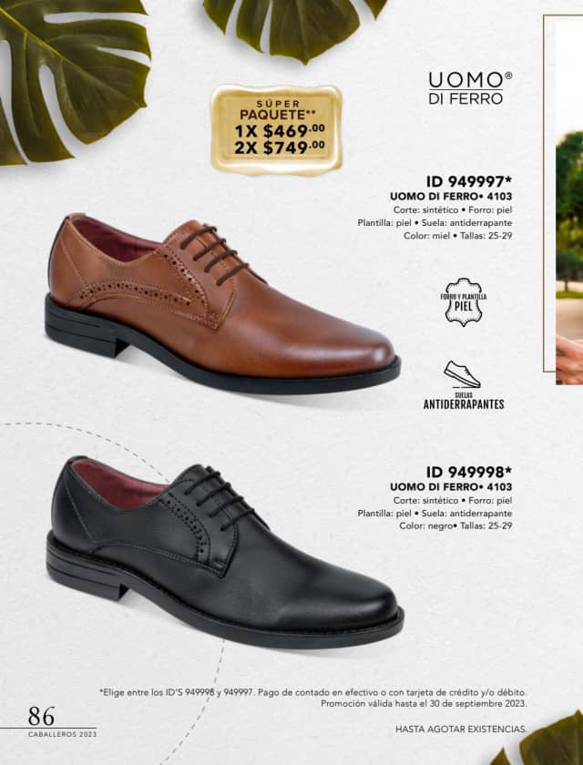Catálogo  price shoes Uomo di Ferro calzado miel.  - Price Shoes Caballeros 2023-2024